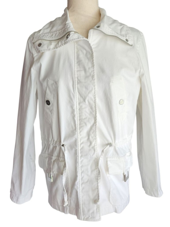 Michael Kors Jackets & Blazers - Michael Kors White Utility Cargo Jacket Women’s M Cotton Drawstring Zip Pockets